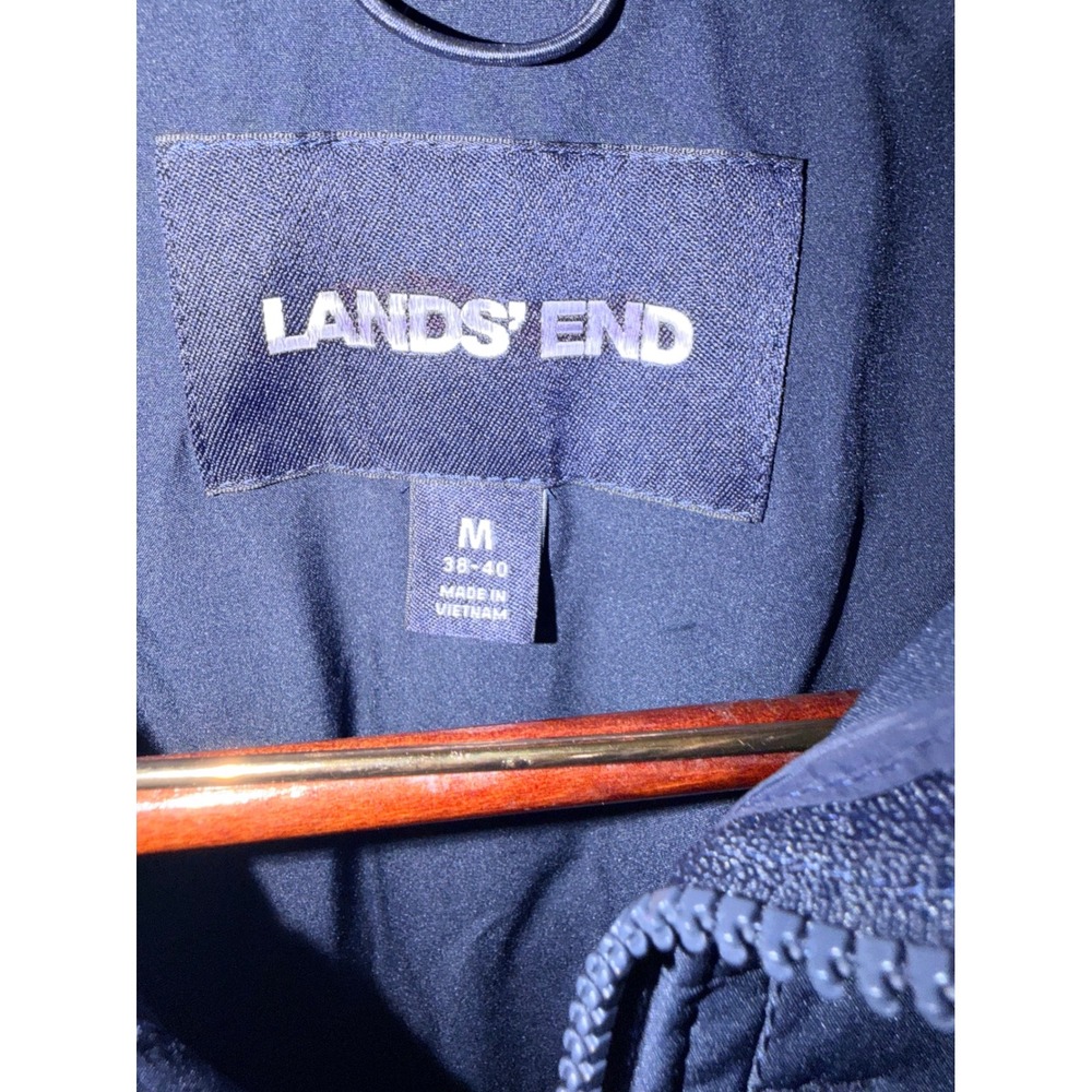 Lands End Mens Navy Blue Quilted Puffer Jacket Full Zip Stand Collar Size M38-40 - Picture 4 of 4